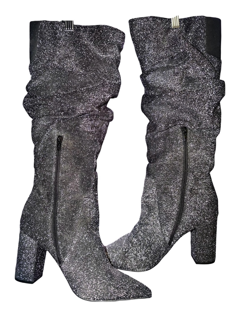 Simply Vera Vera Wang Flicker Lurex Glitter Slouch Boots Silver/Black Size 10